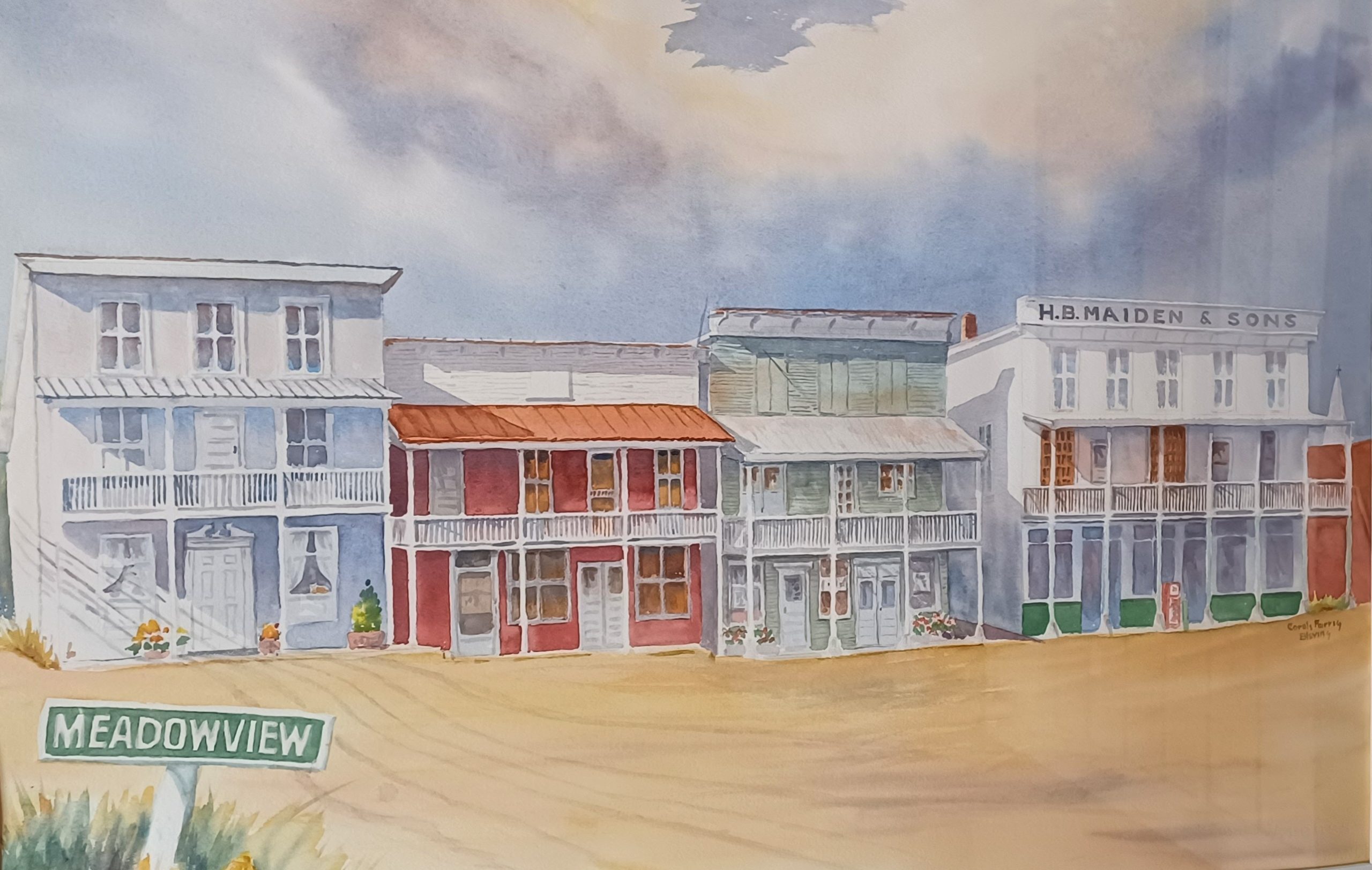 Watercolor painting of Meadowview Town Square